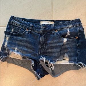 Stellah Distressed Denim Shorts - Blue